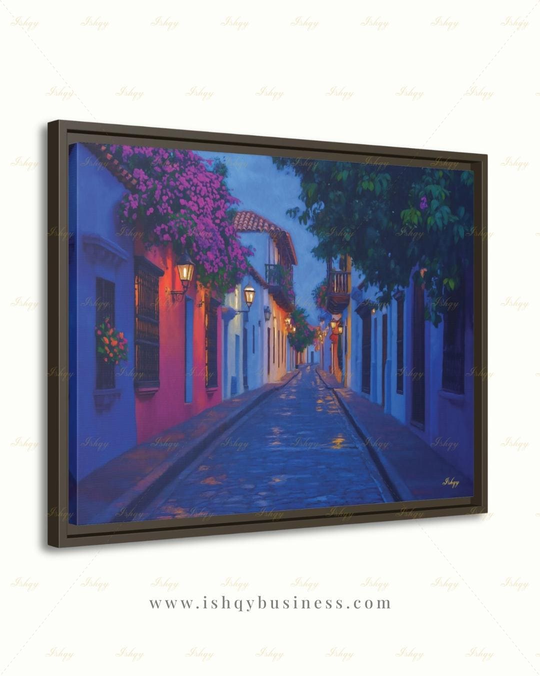 Cartagena Wall Art, Colombia Street Scene Canvas Print, Colorful Colonial Architecture Painting, Latin Travel Decor, Large Living Room Art