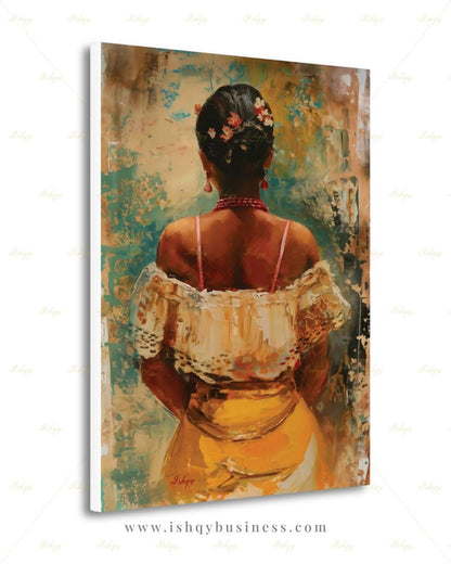 Brazilian Woman Wall Art Canvas Print, Afro Brazilian Portrait Painting, Bahia Decor, Colorful Figurative Art, Boho Decor Gift Framed Canvas