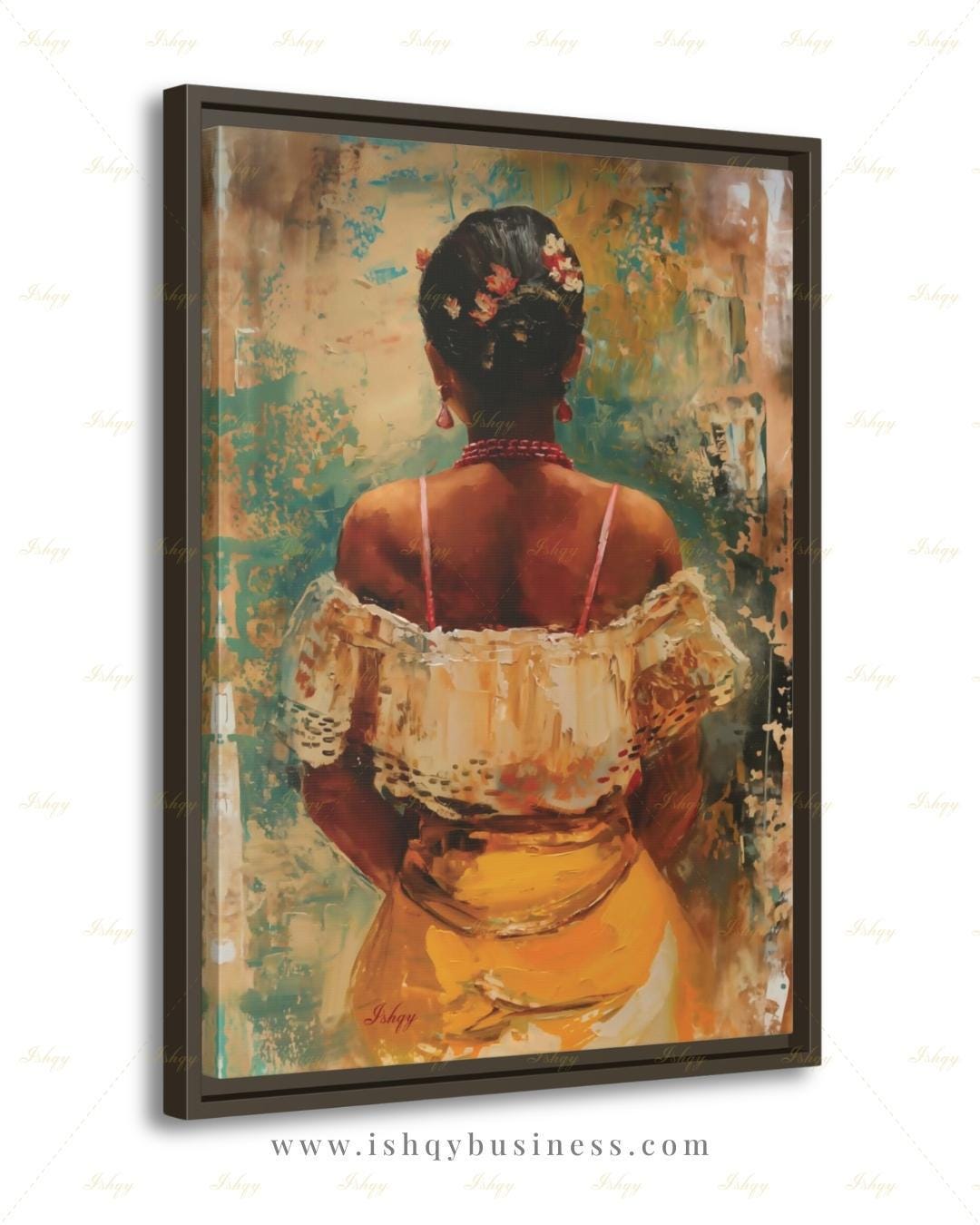 Brazilian Woman Wall Art Canvas Print, Afro Brazilian Portrait Painting, Bahia Decor, Colorful Figurative Art, Boho Decor Gift Framed Canvas