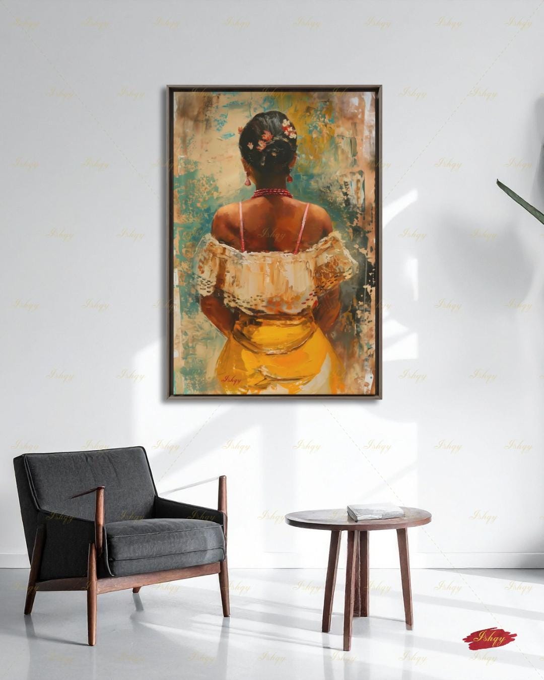 Brazilian Woman Wall Art Canvas Print, Afro Brazilian Portrait Painting, Bahia Decor, Colorful Figurative Art, Boho Decor Gift Framed Canvas