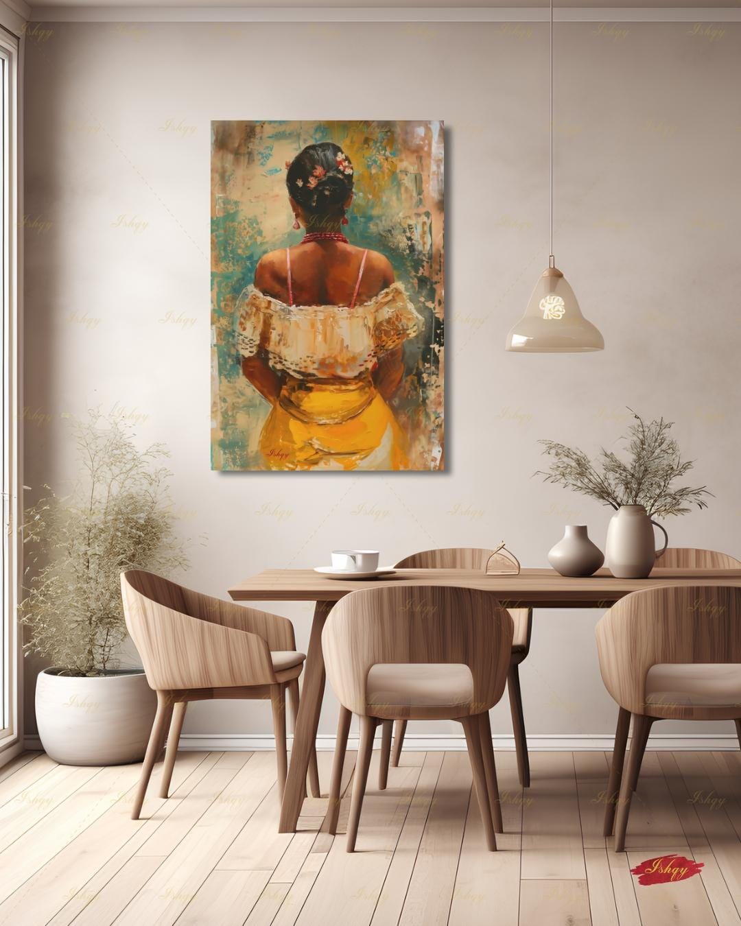 Brazilian Woman Wall Art Canvas Print, Afro Brazilian Portrait Painting, Bahia Decor, Colorful Figurative Art, Boho Decor Gift Framed Canvas