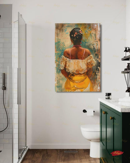 Brazilian Woman Wall Art Canvas Print, Afro Brazilian Portrait Painting, Bahia Decor, Colorful Figurative Art, Boho Decor Gift Framed Canvas