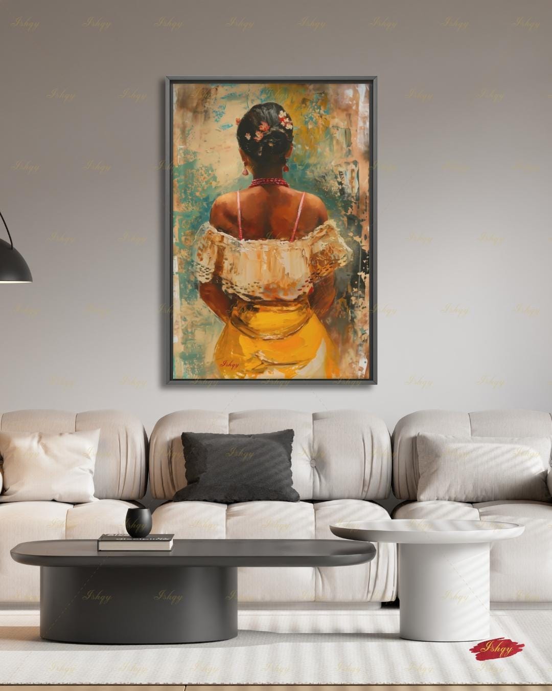 Brazilian Woman Wall Art Canvas Print, Afro Brazilian Portrait Painting, Bahia Decor, Colorful Figurative Art, Boho Decor Gift Framed Canvas
