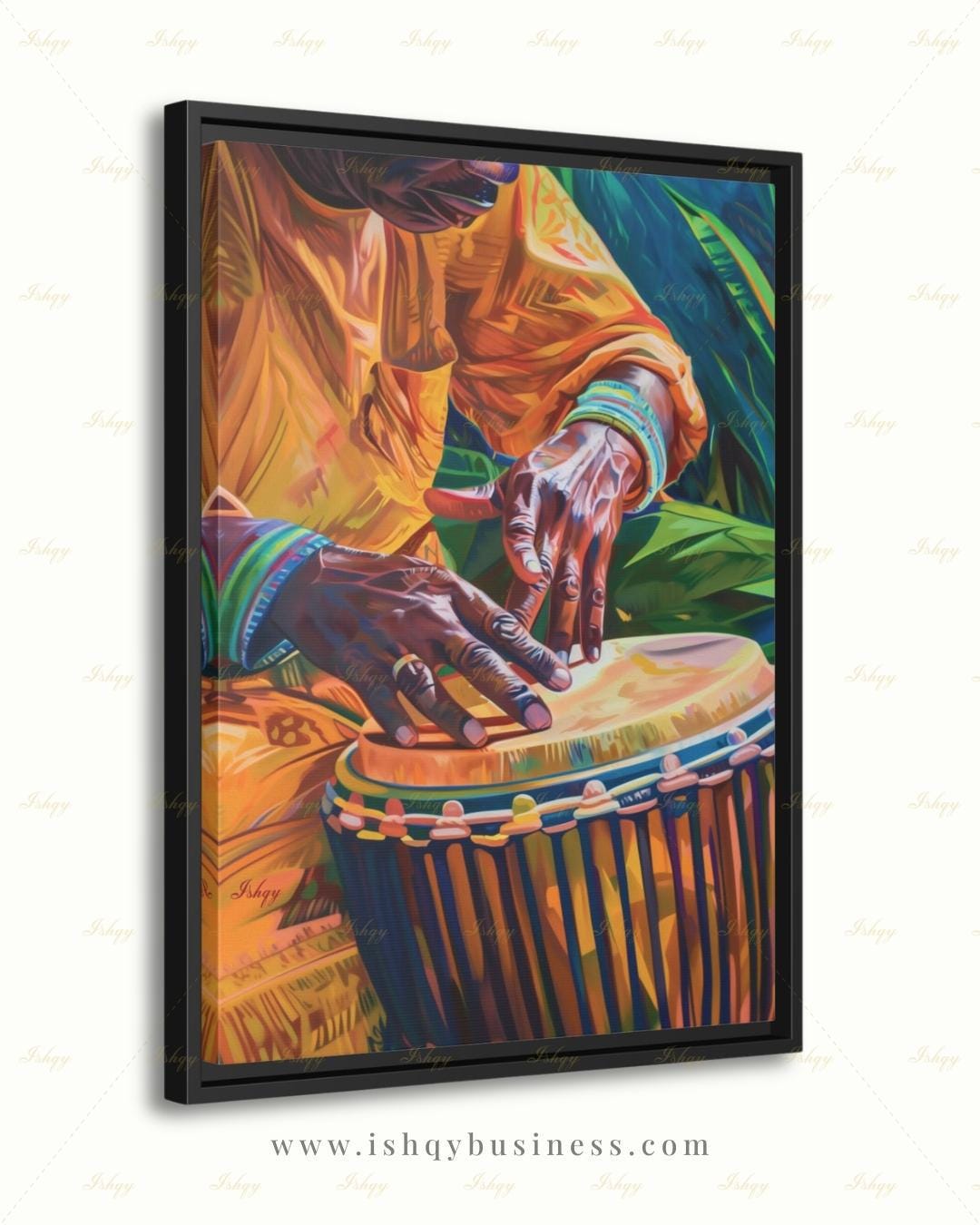 Garifuna Wall Art Canvas Print, Afro-Caribbean Drum Painting Print, Tribal Music Wall Decor, Vibrant Percussion Framed Art for Home