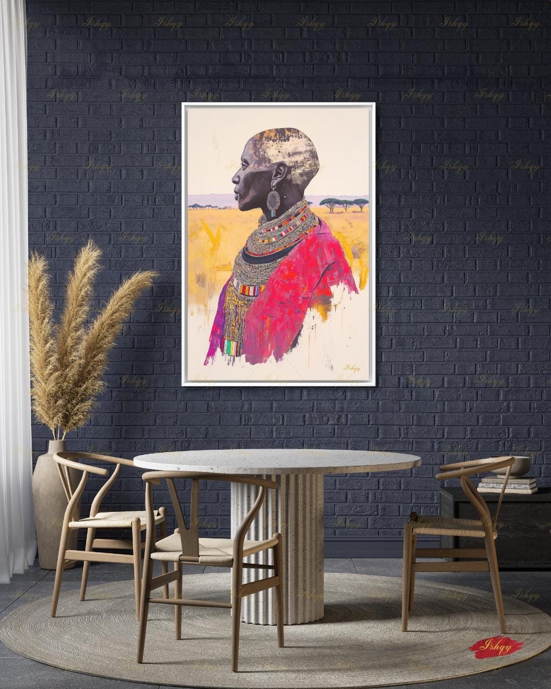 Maasai Woman Wall Art, African Woman Portrait Print, Tribal Canvas, Black Woman Art, Boho Living Room Decor, Framed Canvas, Kenya Art Gift