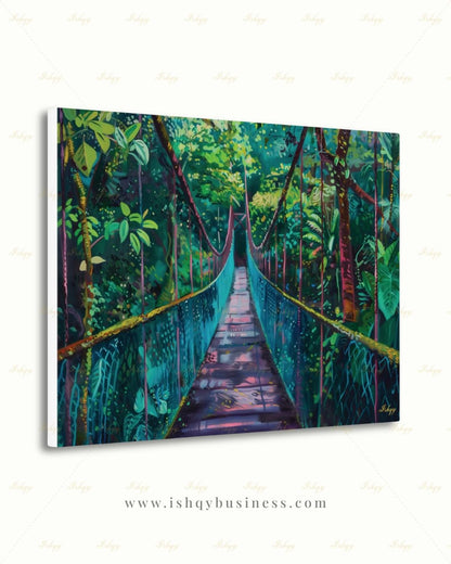 Monteverde Wall Art, Costa Rica Rainforest Bridge Canvas Print, Jungle Tropical Decor, Nature Lover Gift, Framed Canvas, Travel Art