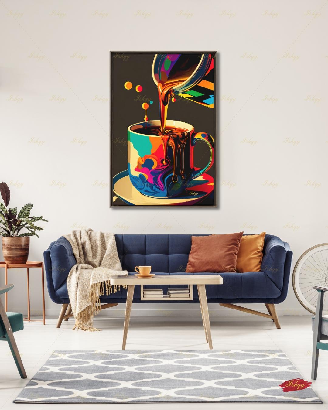 Colorful Pop Art Coffee Wall Art, Bold Coffee Cup Canvas Print, Kitchen Decor, Coffee Lover Gift, Vibrant Espresso Framed Canvas